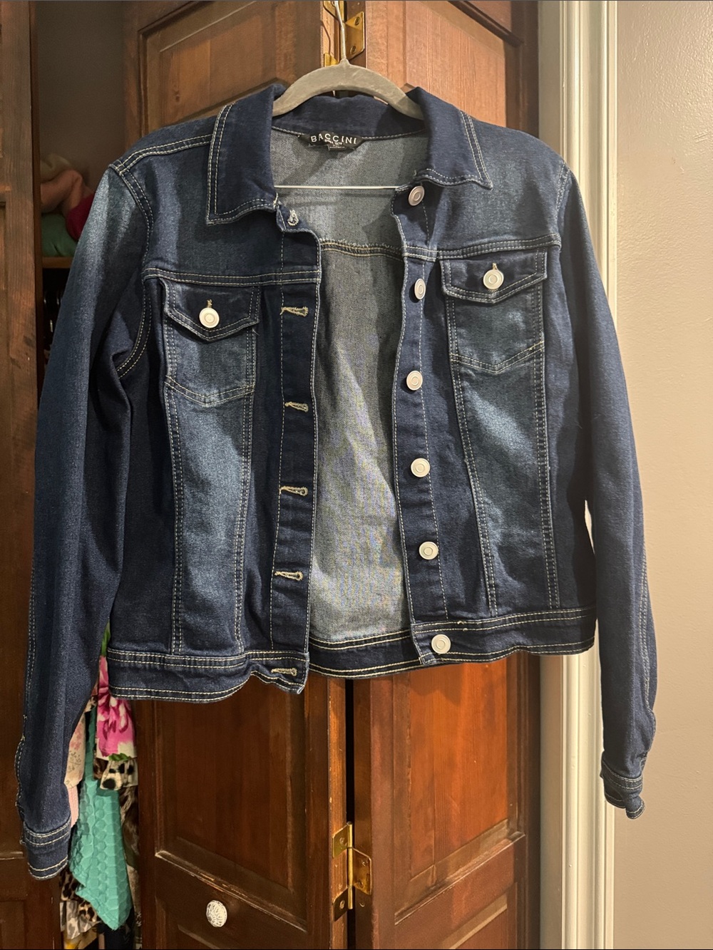 Baccini Dark Blue Denim Jacket with Contrast Stitching